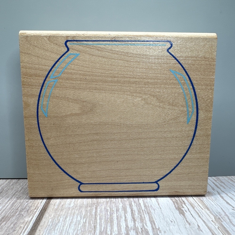 Rubber Stampede Fish Bowl Clear Glass Vase Z063H Wood Mounted Rubber Stamp